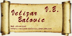 Velizar Balović vizit kartica